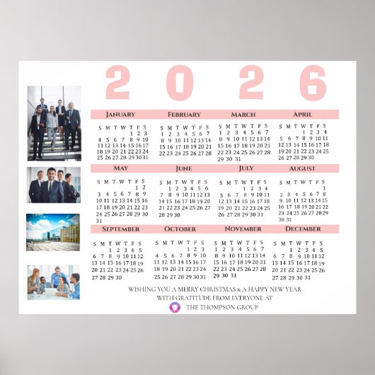 2026 Kalender Multi Foto Kerst Bedrijfs Cadeau Poster (Voorkant)