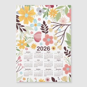 2026 Kalender Multicolor Hand getrokken Bloemen