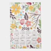 2026 Kalender Multicolor Hand getrokken Bloemen Theedoek (Verticaal)