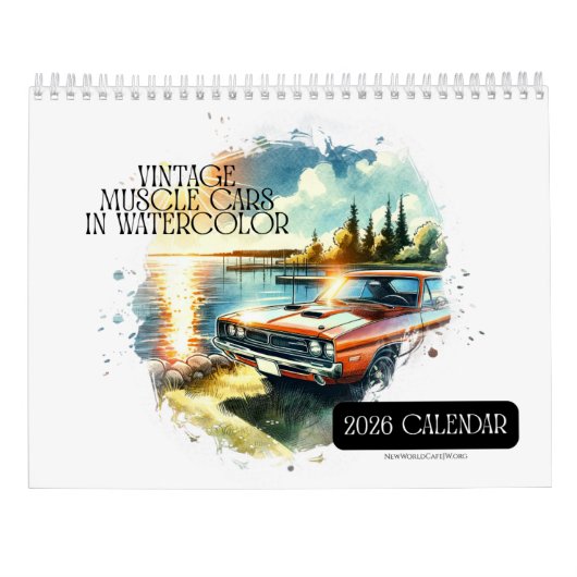 2026 Kalender Muscle Cars in Waterverf! (Achterkant)