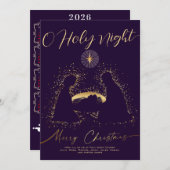 2026 Kalender Nativity Manger O Holy Night Script Feestdagenkaart (Voorkant / Achterkant)