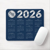2026 Kalender Navy Blue & Silver Company Logo Muismat (Met muis)