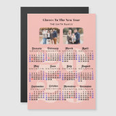 2026 Kalender Nieuwjaar Elegant Roze Magnetisch (Voorkant / Achterkant)
