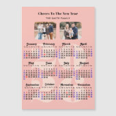 2026 Kalender Nieuwjaar Elegant Roze Magnetisch (Voorkant)