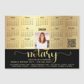 2026 Kalender Notaris Zwart Goud QR Code Magnet (Voorkant)