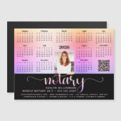 2026 Kalender Notaris Zwart Roze QR Code Magnet (Voorkant / Achterkant)