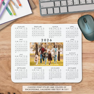 2026 Kalender One Foto gepersonaliseerde aangepast Muismat