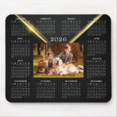 2026 Kalender One Fotonaam Zwart Goud Muismat (Voorkant)