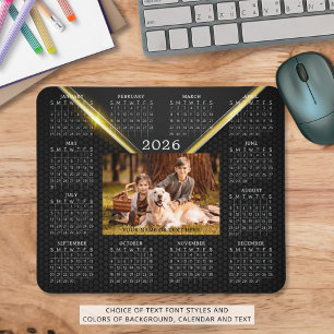 2026 Kalender One Fotonaam Zwart Goud Muismat