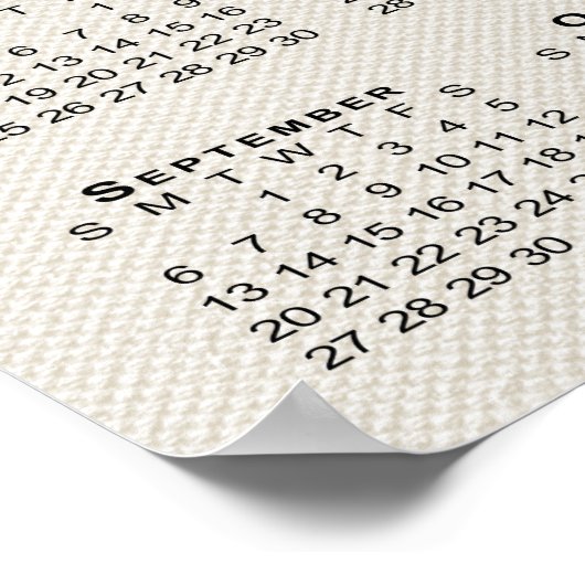 2026 Kalender op Faux Canvas Textuur Sjabloon Poster (Hoek)