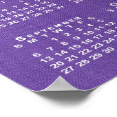 2026 Kalender op Paarse linnen Sjabloon Foto Poster (Hoek)