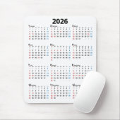 2026 Kalender Op Wit Muismat (Met muis)
