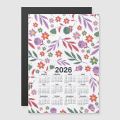 2026 Kalender Paarse en Rode Bloemenpatroon (Voorkant / Achterkant)