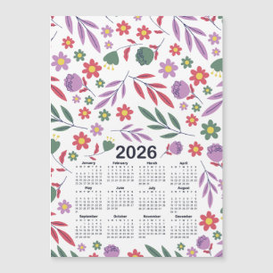 2026 Kalender Paarse en Rode Bloemenpatroon