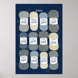 2026 Kalender Poster blauw en goud