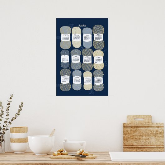 2026 Kalender Poster blauw en goud (Keuken)