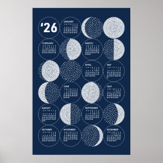 2026 Kalender Poster Maan Fasen Sashiko