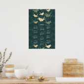 2026 Kalender Poster origami Kranen Groen Goud (Keuken)
