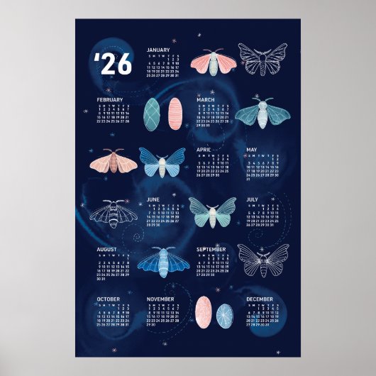 2026 Kalender Poster Silk Moth Galaxy (Voorkant)