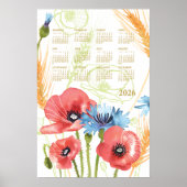 2026 Kalender Poster Waterverf Poppy (Voorkant)