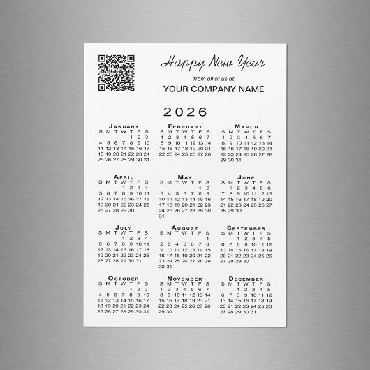 2026 Kalender QR Code Zakelijke Vakantie Magneet K