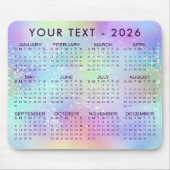 2026 Kalender Rainbow Glitter Paarse of Custom Muismat (Voorkant)