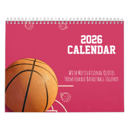 2026 Kalender Roze Basketbal Voor Haar Tiener Meis