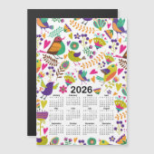 2026 Kalender Roze & Paarse Vogels en Bloemen (Voorkant / Achterkant)