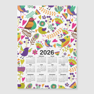 2026 Kalender Roze & Paarse Vogels en Bloemen
