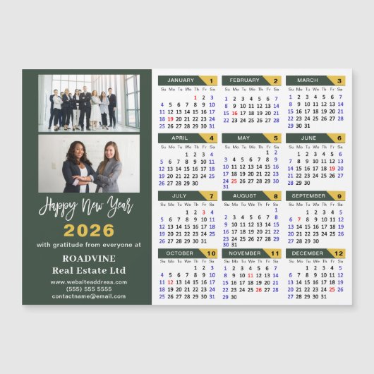 2026 Kalender Sage Green Business 2 Foto Magnetisc (Voorkant)