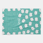 2026 Kalender schattige kat gezichten Patroon Theedoek (Horizontaal)