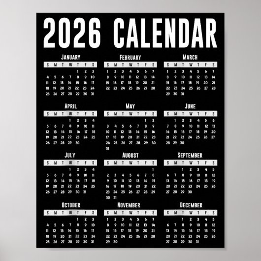 2026 Kalender Shirt 26 Kalender 2026 Poster (Voorkant)