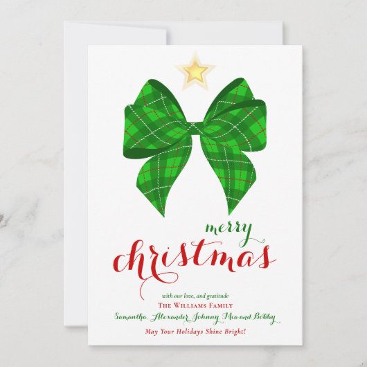 2026 Kalender Tartan Bow Vrolijke Kerstkalender Feestdagenkaart (Voorkant)