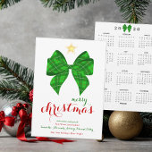 2026 Kalender Tartan Bow Vrolijke Kerstkalender Feestdagenkaart