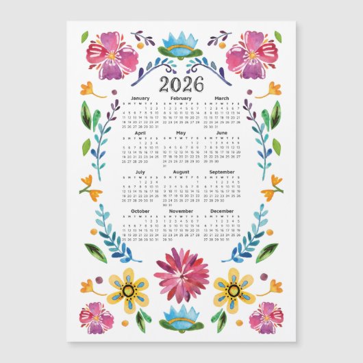 2026 Kalender Traditionele Mexicaanse Bloemenkunst (Voorkant)
