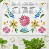 2026 Kalender Traditionele Mexicaanse Bloemenkunst Theedoek (Gevouwen)