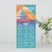 2026 Kalender USA 250 Hoofdstad Dome Amerika Kaart (Staand voorkant)