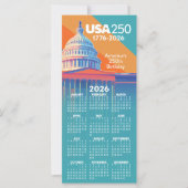 2026 Kalender USA 250 Hoofdstad Dome Amerika Kaart (Voorkant)