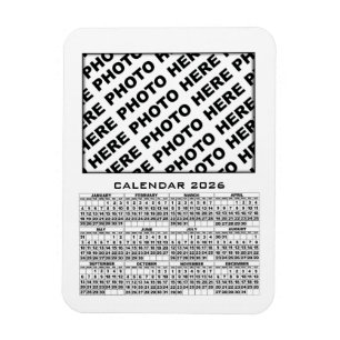 2026 Kalender Voeg 1 foto's Magneet Wit