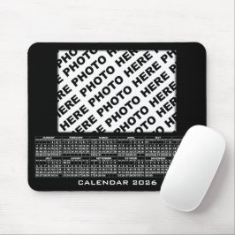 2026 Kalender Voeg 1 foto's toe Mousepad Zwart Muismat