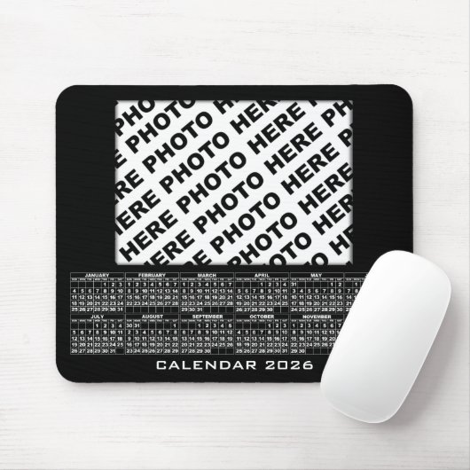 2026 Kalender Voeg 1 foto's toe Mousepad Zwart Muismat (Met muis)