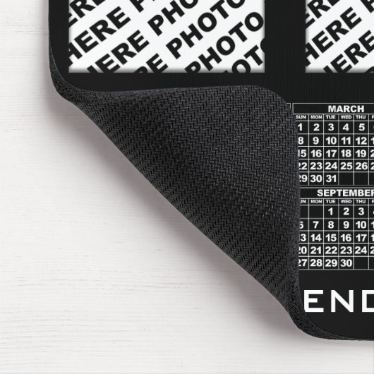 2026 Kalender Voeg 3 Verticale Foto's Mousepad Zwa Muismat (Hoek)