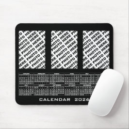 2026 Kalender Voeg 3 Verticale Foto's Mousepad Zwa Muismat