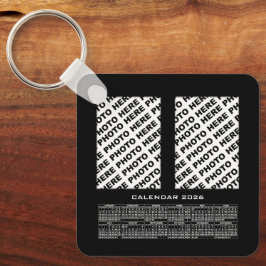 2026 Kalender Voeg 4 Verticale Foto's Metalen Sleu Sleutelhanger