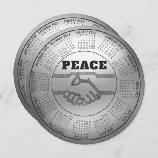 2026 Kalender Vrede Feestdagenkaart (Voorkant / Achterkant)