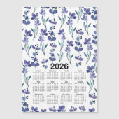 2026 Kalender Waterverf Blauw Bloempatroon (Voorkant)