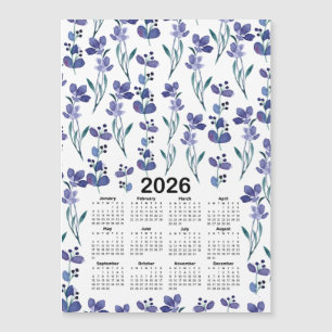 2026 Kalender Waterverf Blauw Bloempatroon