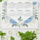 2026 Kalender Waterverf Blauw Botanisch Groen Theedoek (Gevouwen)