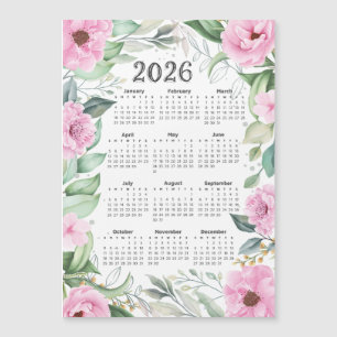 2026 Kalender Waterverf Eucalyptus Roze Bloemen