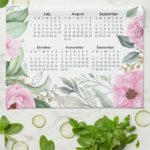 2026 Kalender Waterverf Eucalyptus Roze Bloemen Theedoek (Gevouwen)